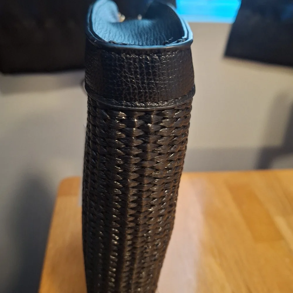 Ted Baker London Raffia Clutch Leather Trim Wristlet - Picture 6 of 13